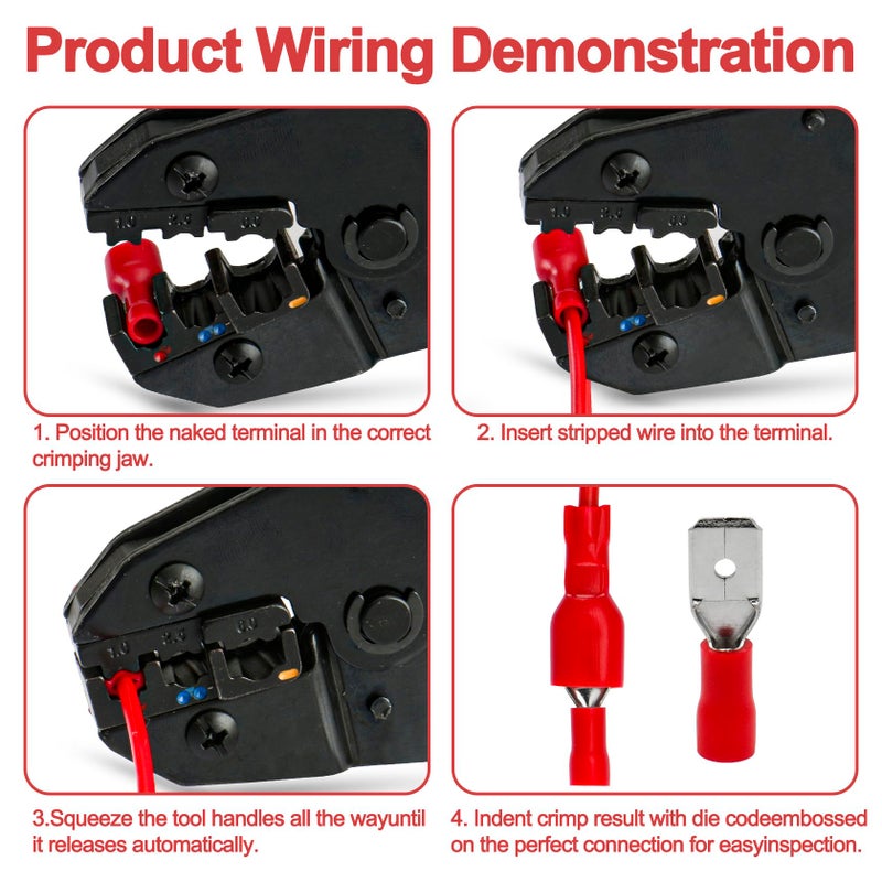 Heschen Female Quick Disconnects Vinyl Fully Insulated, FDFD1.25-250, 6.3 x 0.8 mm Cable Terminal, for 0.5-1.5mmÂ² (22-16 AWG), Red, 100Pack - Image 3